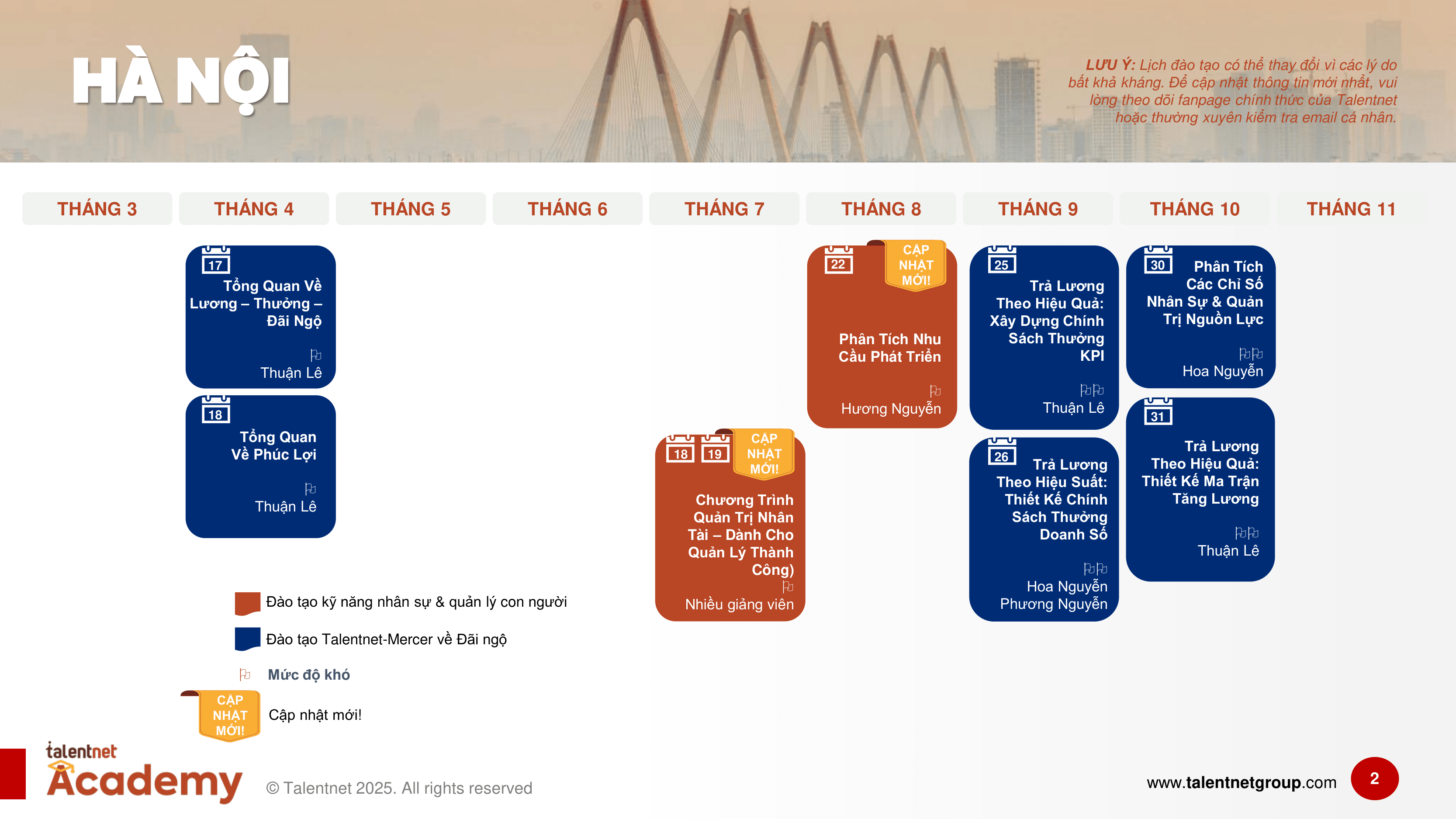 2025 Talentnet Academy Training Calendar_VN-Ha Noi