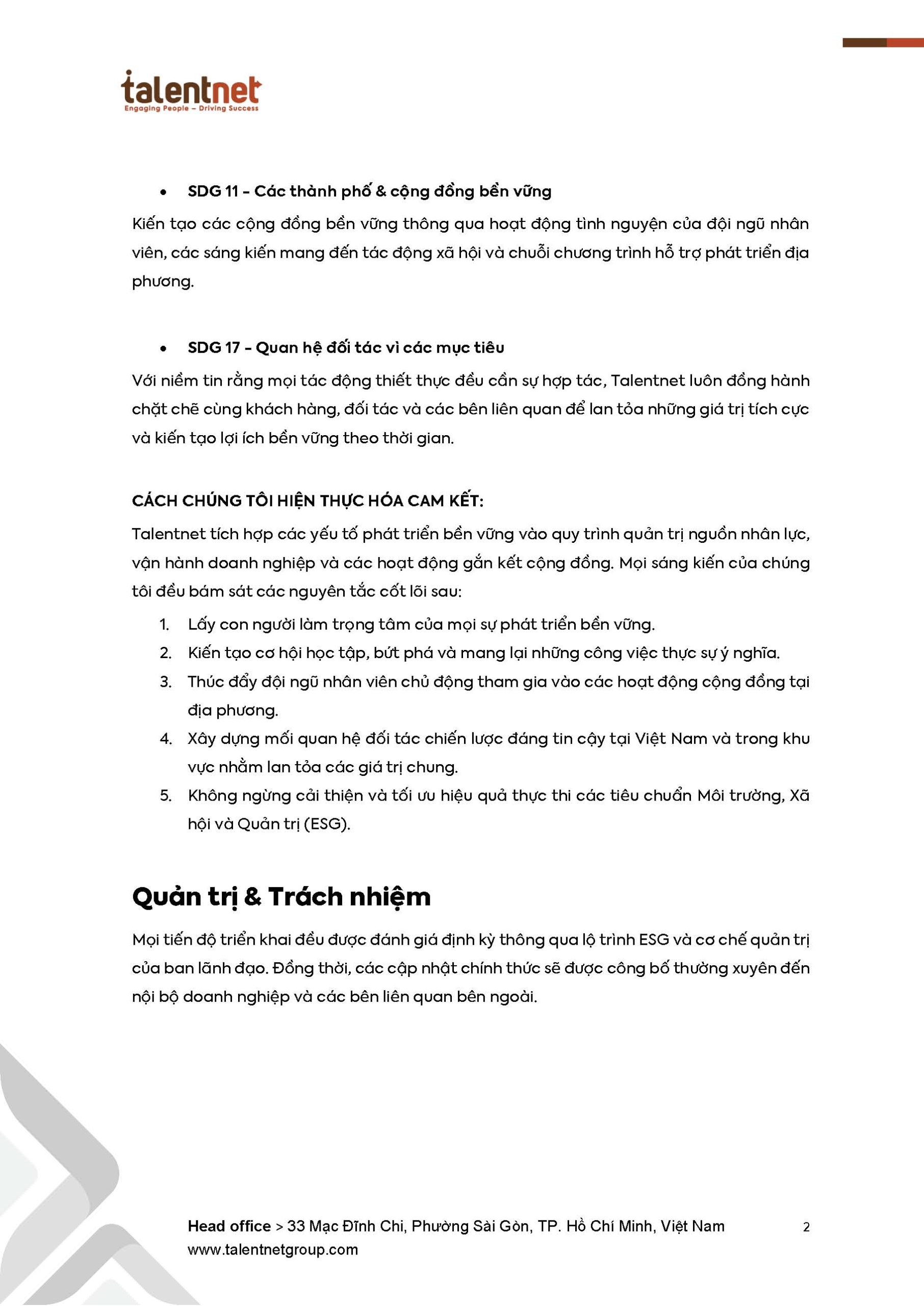 Cam Kết Bền Vững của Chúng Tôi 4 ESG Statement VIE Page 2 scaled